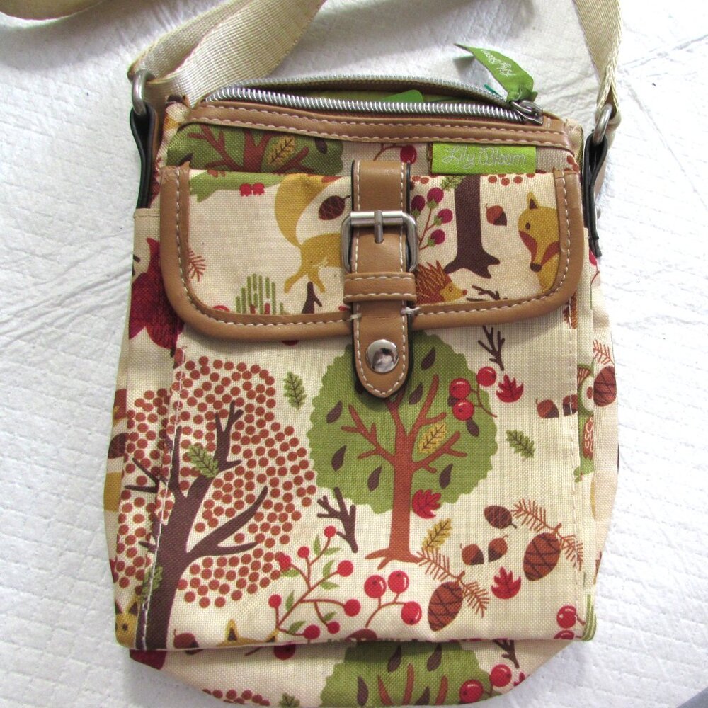 Women's Lily Bloom Owl Fox Crossbody Canvas Purse - Picture 3 of 5